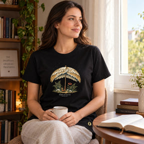 Camiseta Feminina Preta Refúgio sob Suas asas