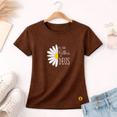 Camiseta Feminina  Marrom Flor Eu Sou Filha De Deus 