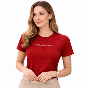 Camiseta Feminina  Vermelha Tua Graça Me Basta