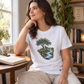 Camiseta Feminina Branca Plantado junto às águas