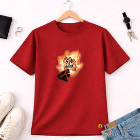 Camiseta Masculina Vermelha Good is Good Fogo