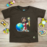 T-Shirt Infantil Marrom Jesus Pintor Do Mundo