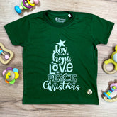 T-Shirt Infantil Verde Árvore Joy Hope Love Peace Christmas