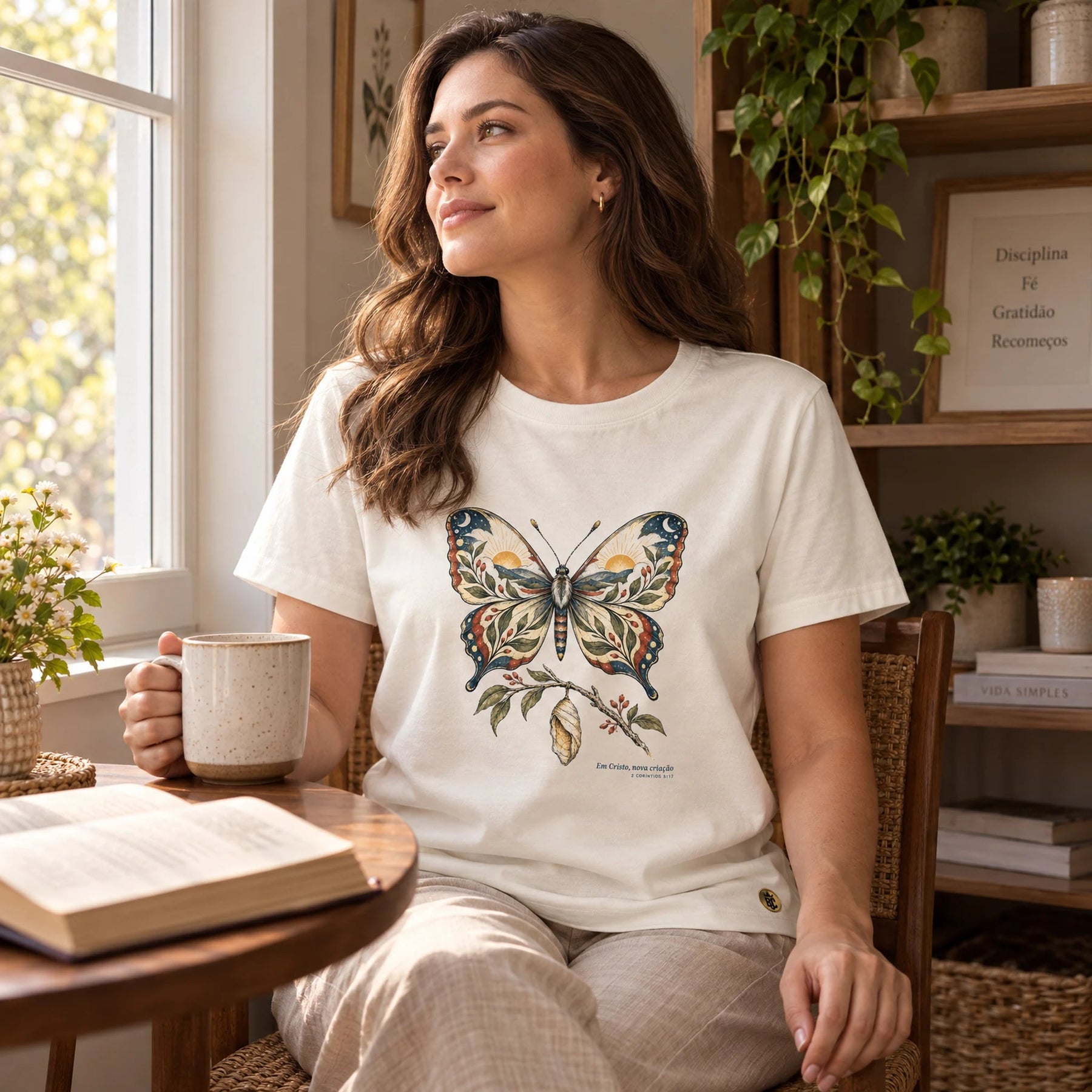 Camiseta Feminina Off White Em Cristo, nova criação