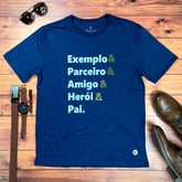 Camiseta Masculina Azul Exemplo E Parceiro E Pai