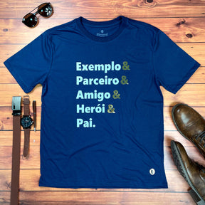 Camiseta Masculina Azul Exemplo E Parceiro E Pai