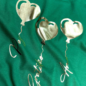 Camiseta Feminina Verde Coração Paz Amor Dourado