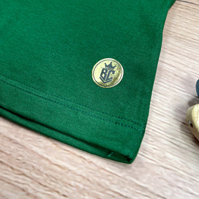 T-Shirt Infantil Verde Árvore Fé Paz Dourado