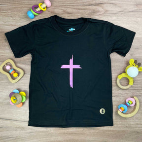 T-Shirt Infantil Preta Cruz Camaleão