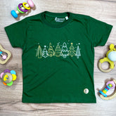 T-Shirt Infantil Verde Árvores Natal