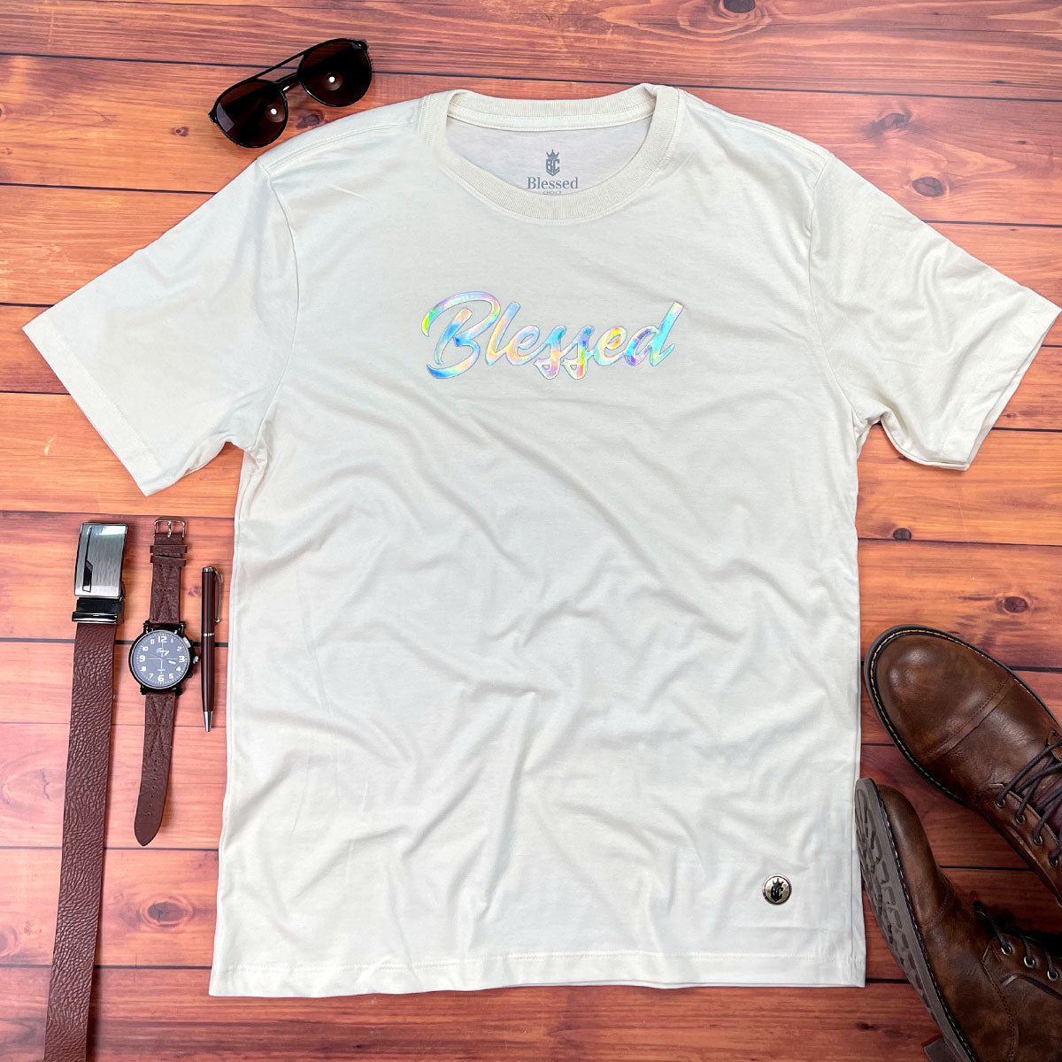 Camiseta Masculina Off White Blessed Holográfico
