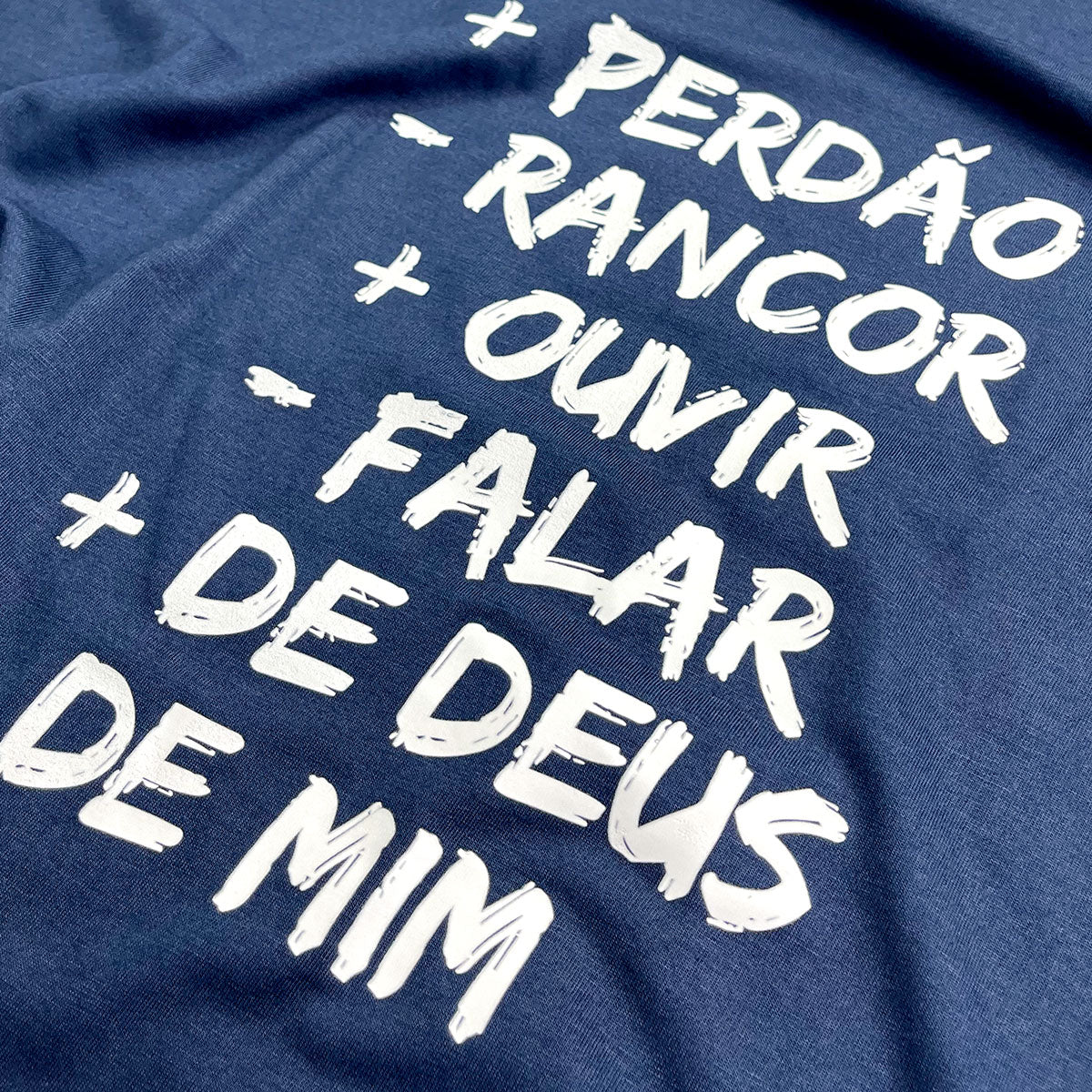 Camiseta Masculina Azul + Perdão - Rancor