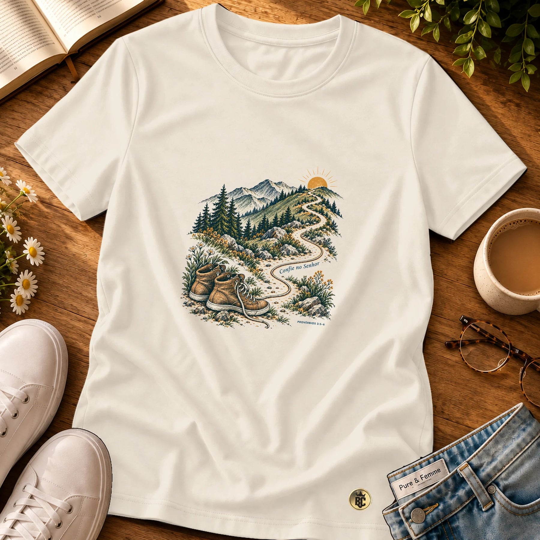 Camiseta Feminina Off White Confie no Senhor