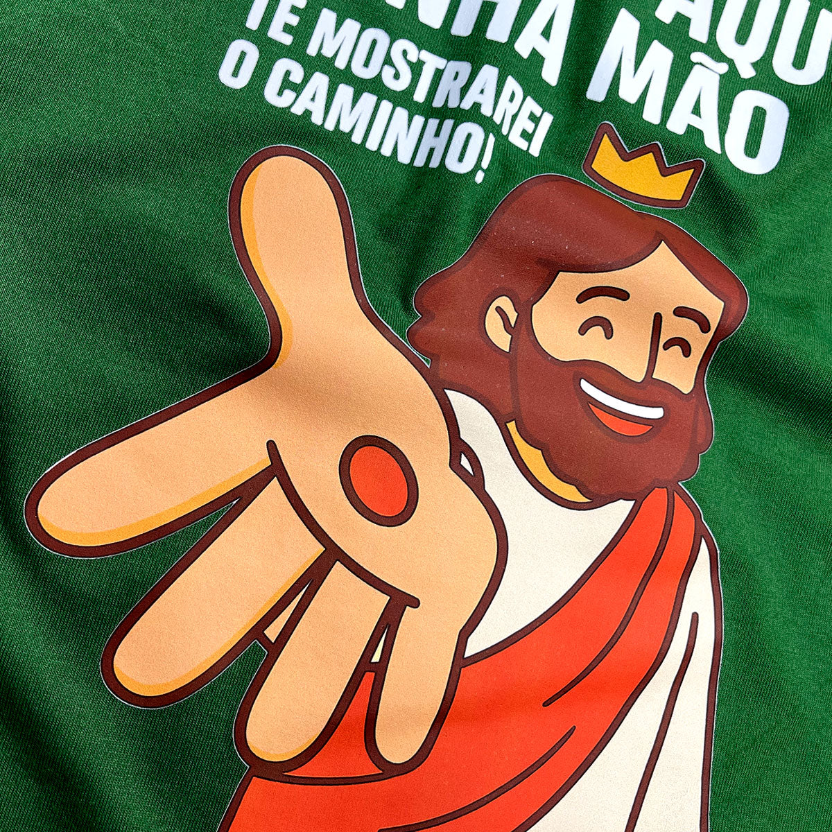 T-Shirt Infantil Verde Segura Aqui Minha Mão