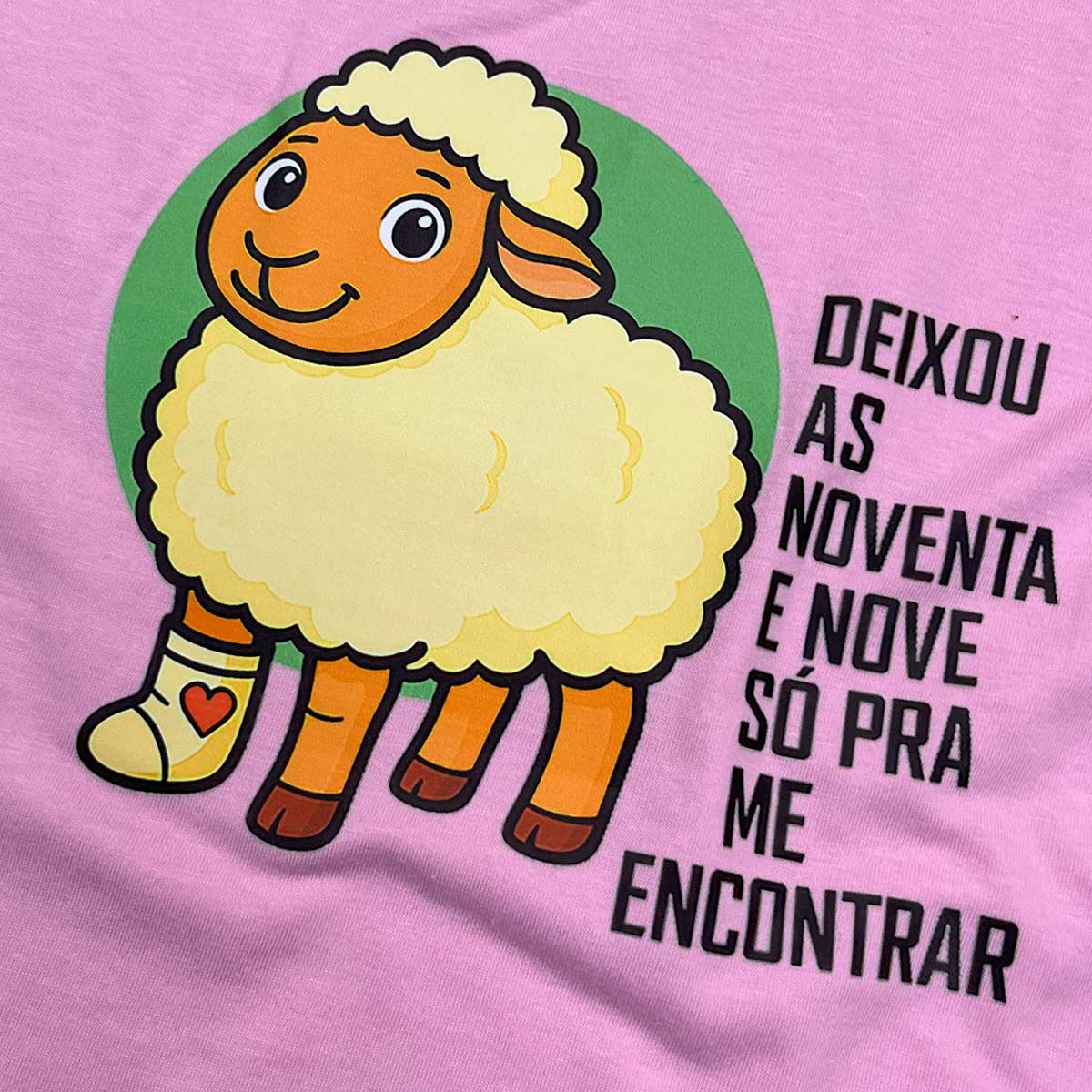 T-Shirt Infantil Rosa Ovelha Deixou As Noventa E Nove