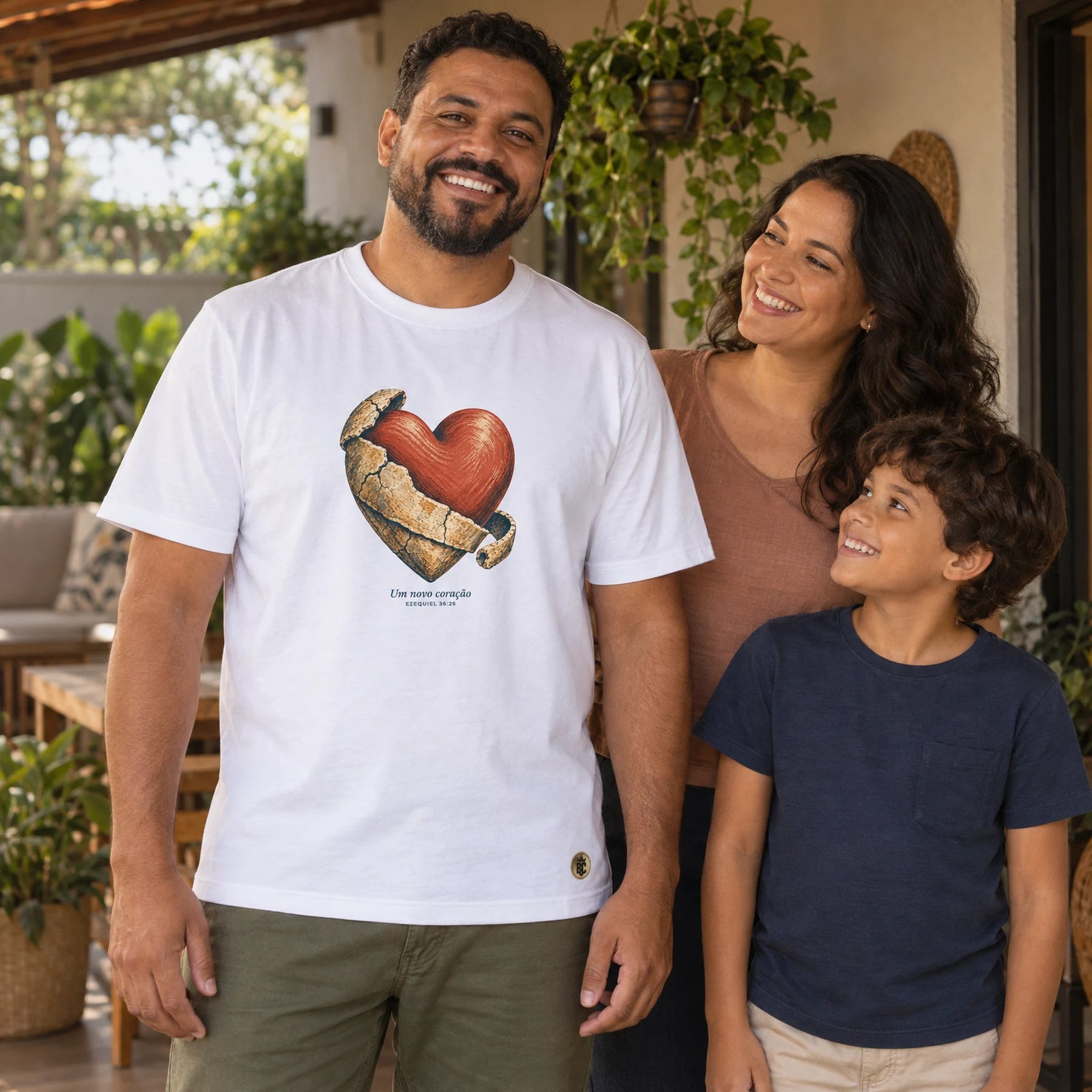 Camiseta Masculina Branca Um novo coração