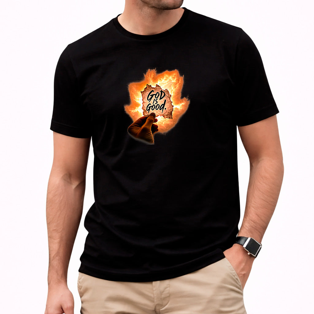 Camiseta Masculina Preta  Good is Good Fogo