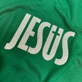 Camiseta Feminina Verde Jesus Cruz Glitter