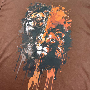 Oversized Marrom Full Dois Leões