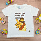 T-Shirt Infantil Off White Segura Aqui Minha Mão