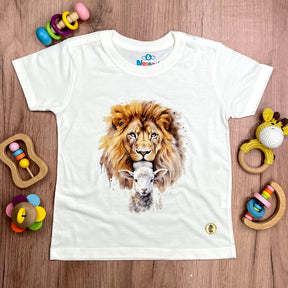 T-Shirt Infantil Off White Leão E Cordeiro