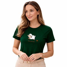 Camiseta Feminina Verde Encontrada Ovelha