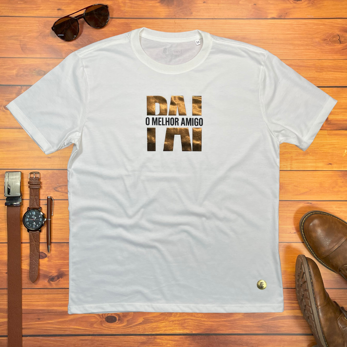 Camiseta Masculina Off White Pai Meu Melhor Amigo