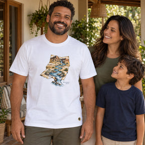 Camiseta Masculina Branca Rios no deserto
