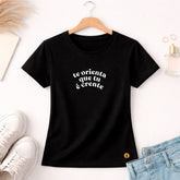 Camiseta Feminina Preta Te Orienta Que tu é Crente