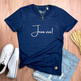 Camiseta Feminina Azul Jesus Vive!