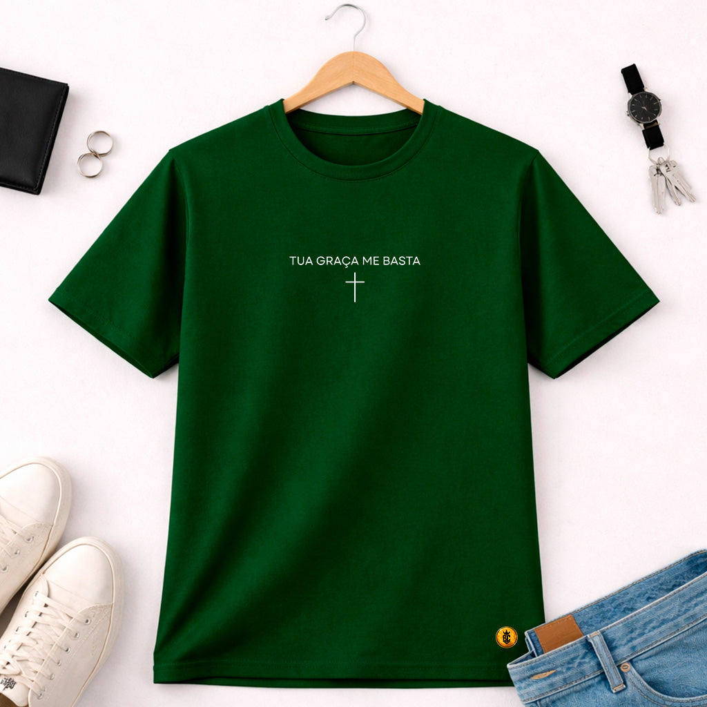 Camiseta Masculina Verde Tua Graça Me Basta