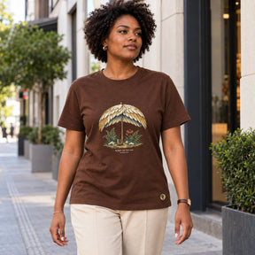Camiseta Feminina Marrom Refúgio sob Suas asas