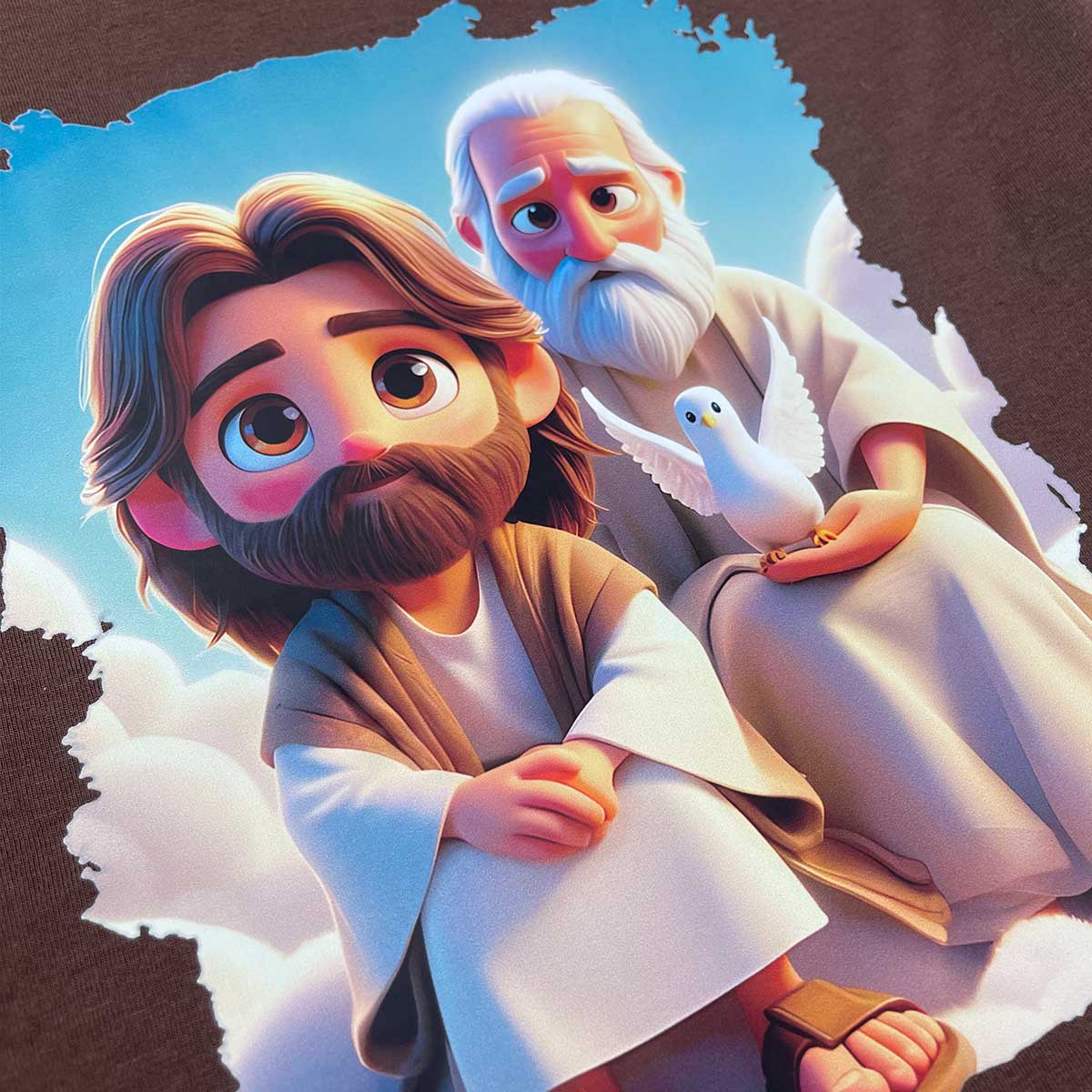 T-Shirt Infantil Marrom Jesus e Noé