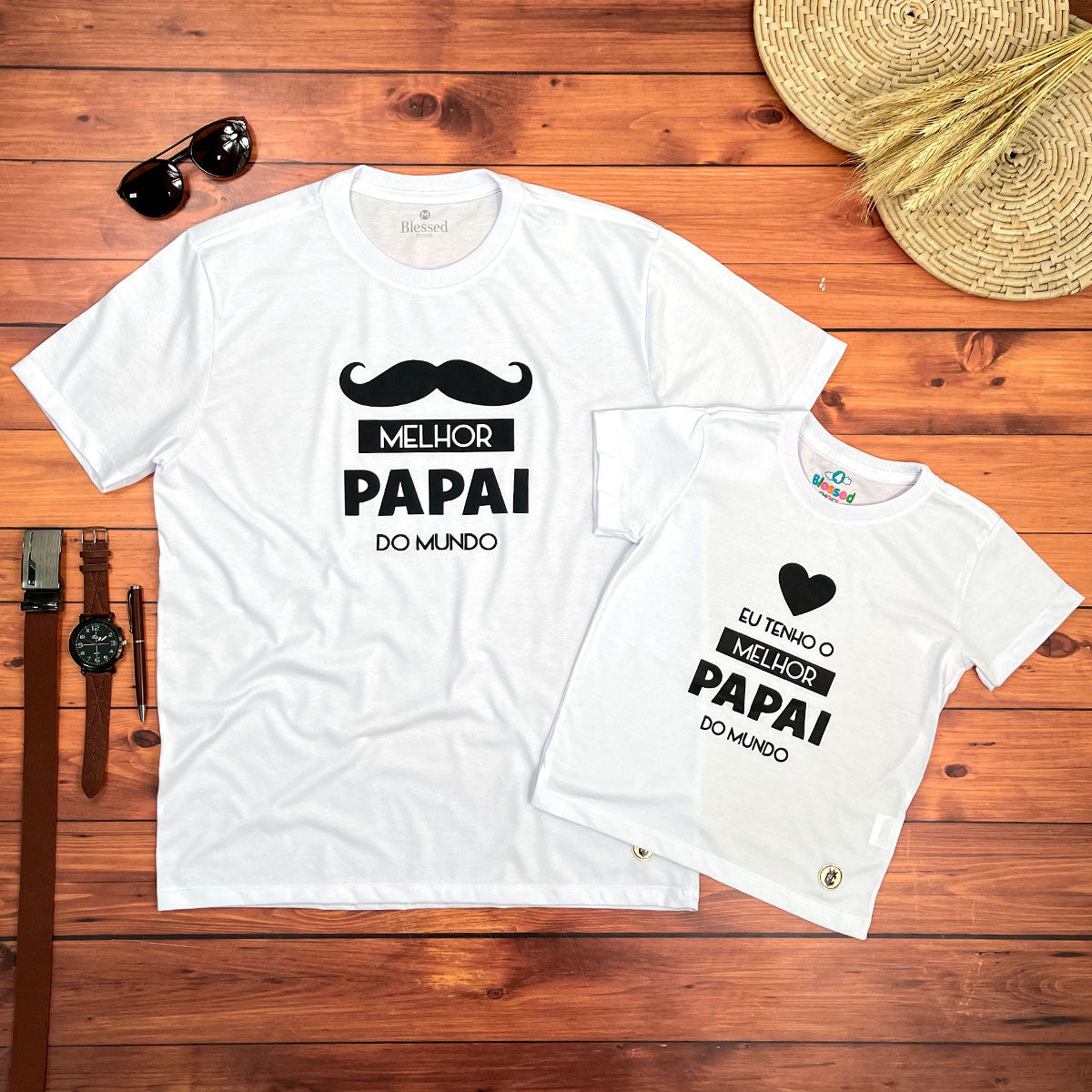 Kit Pai e Filho Branco Melhor Papai do Mundo