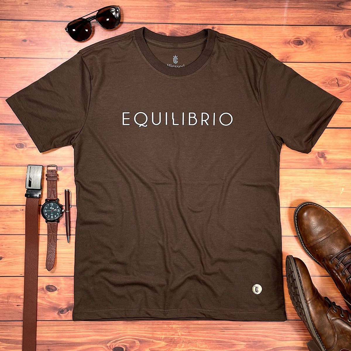 Camiseta Masculina Marrom Equilibrio