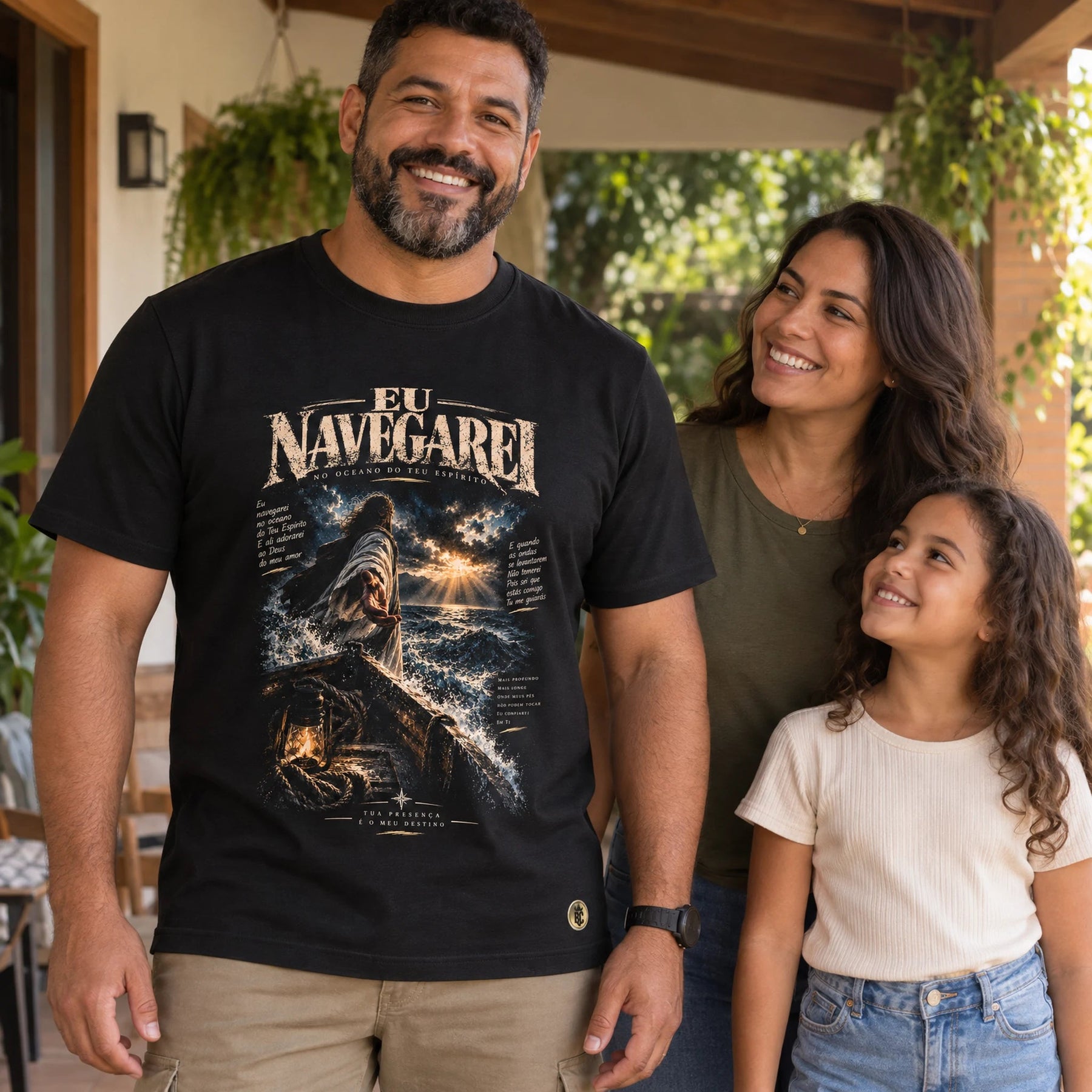 Camiseta Masculina Preta Eu Navegarei