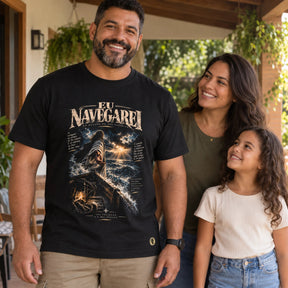 Camiseta Masculina Preta Eu Navegarei