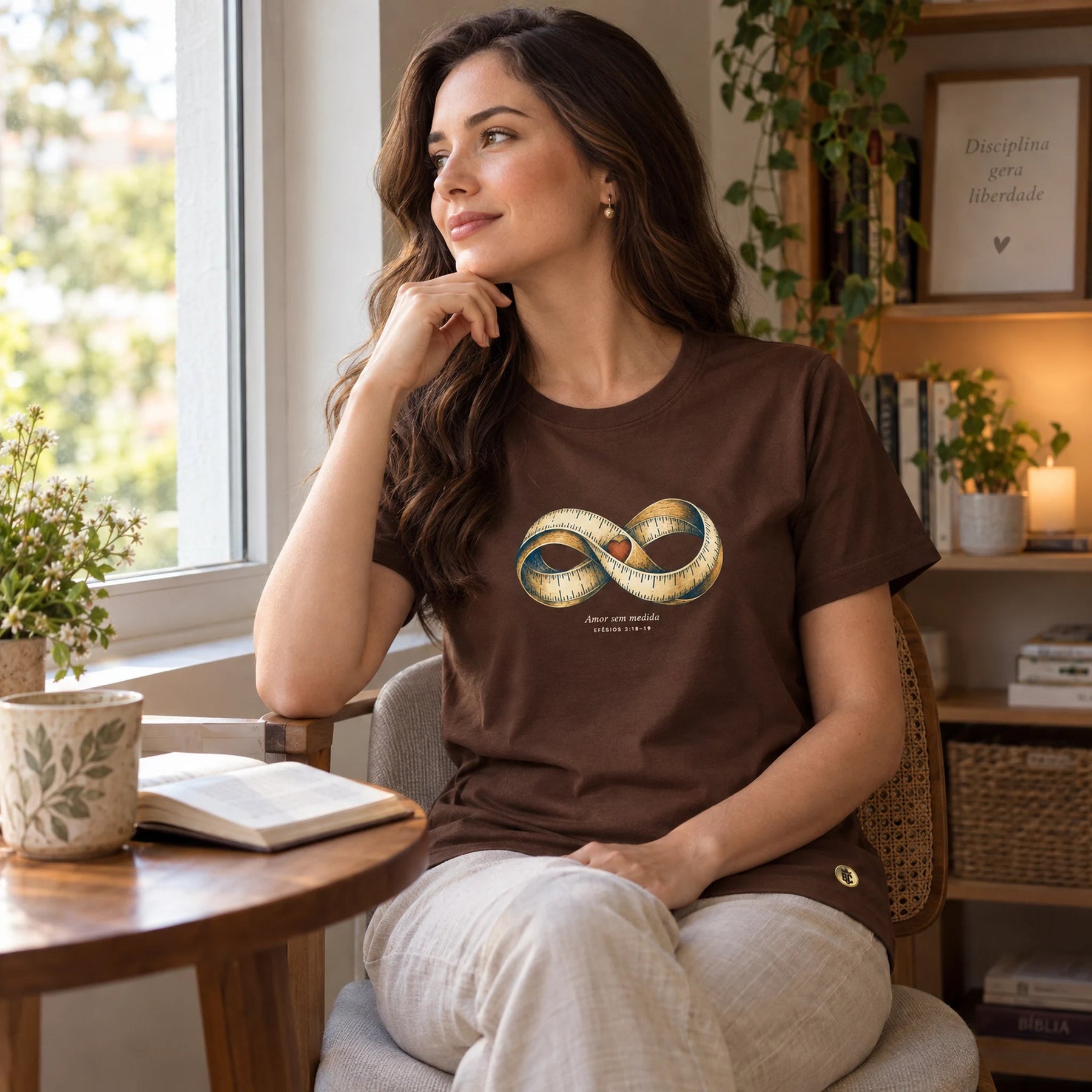 Camiseta Feminina Marrom Amor sem medida