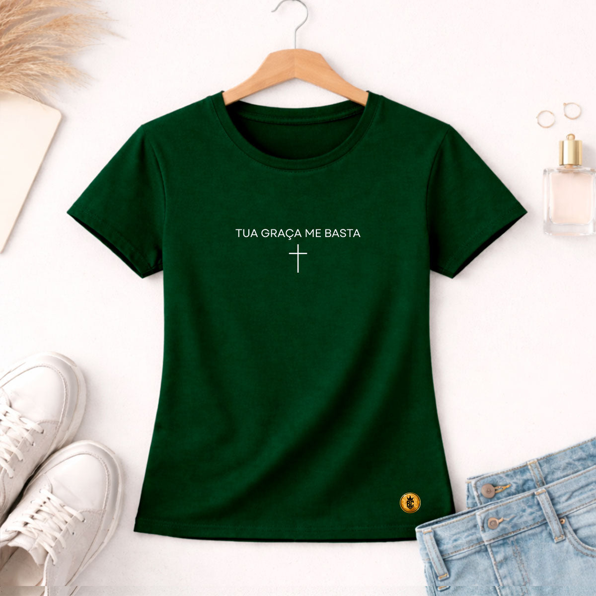 Camiseta Feminina  Verde Tua Graça Me Basta