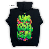 Moletom Canguru Com Capuz Preto O Amor De Cristo Nos Uniu