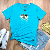 Camiseta Feminina Turquesa Aplique Always