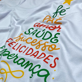 T-Shirt Infantil Branca Árvore Fé Paz Colors
