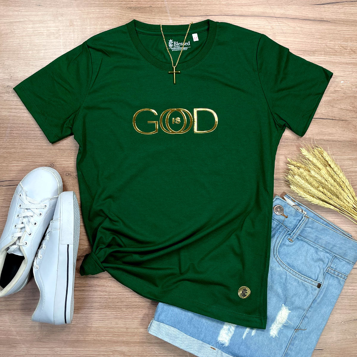 Camiseta Feminina Verde God is Good
