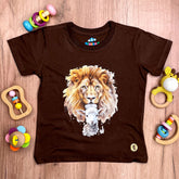 T-Shirt Infantil Marrom Leão E Cordeiro