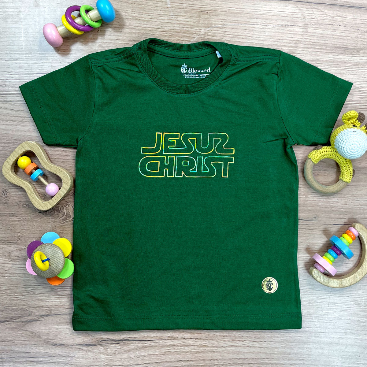 T-Shirt Infantil Verde Jesus Christ Star