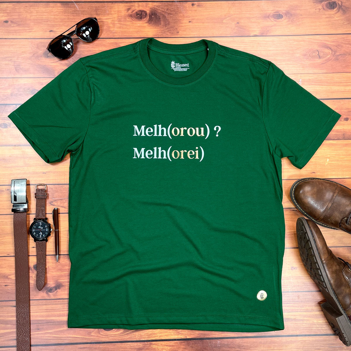 Camiseta Masculina Verde Melho(orou) ? Melh(orei)