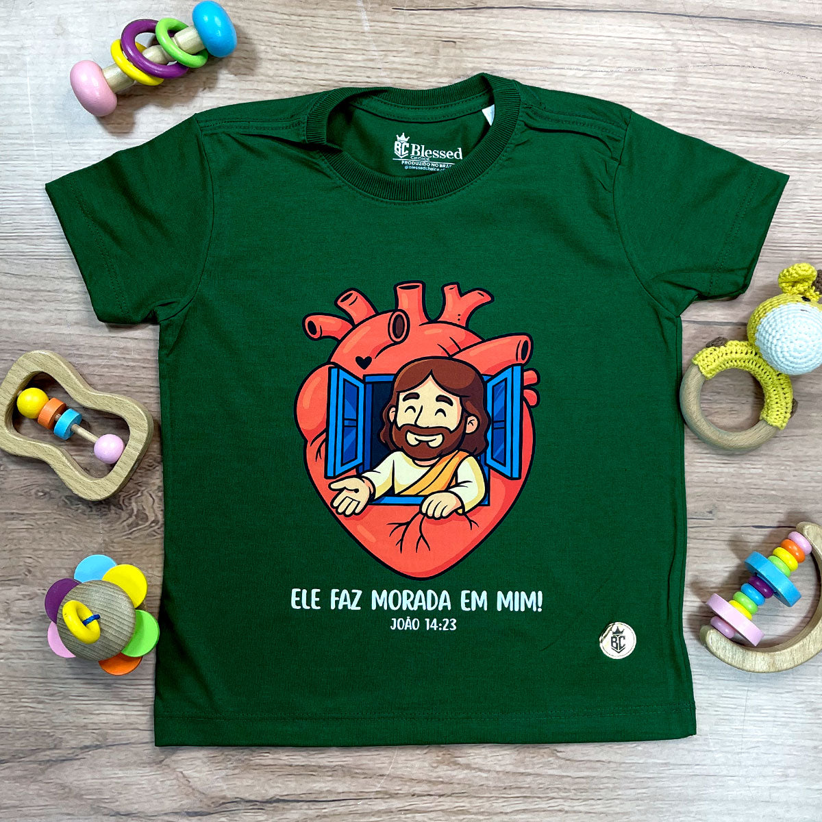 T-Shirt Infantil Verde Ele Faz Morada Em Mim!