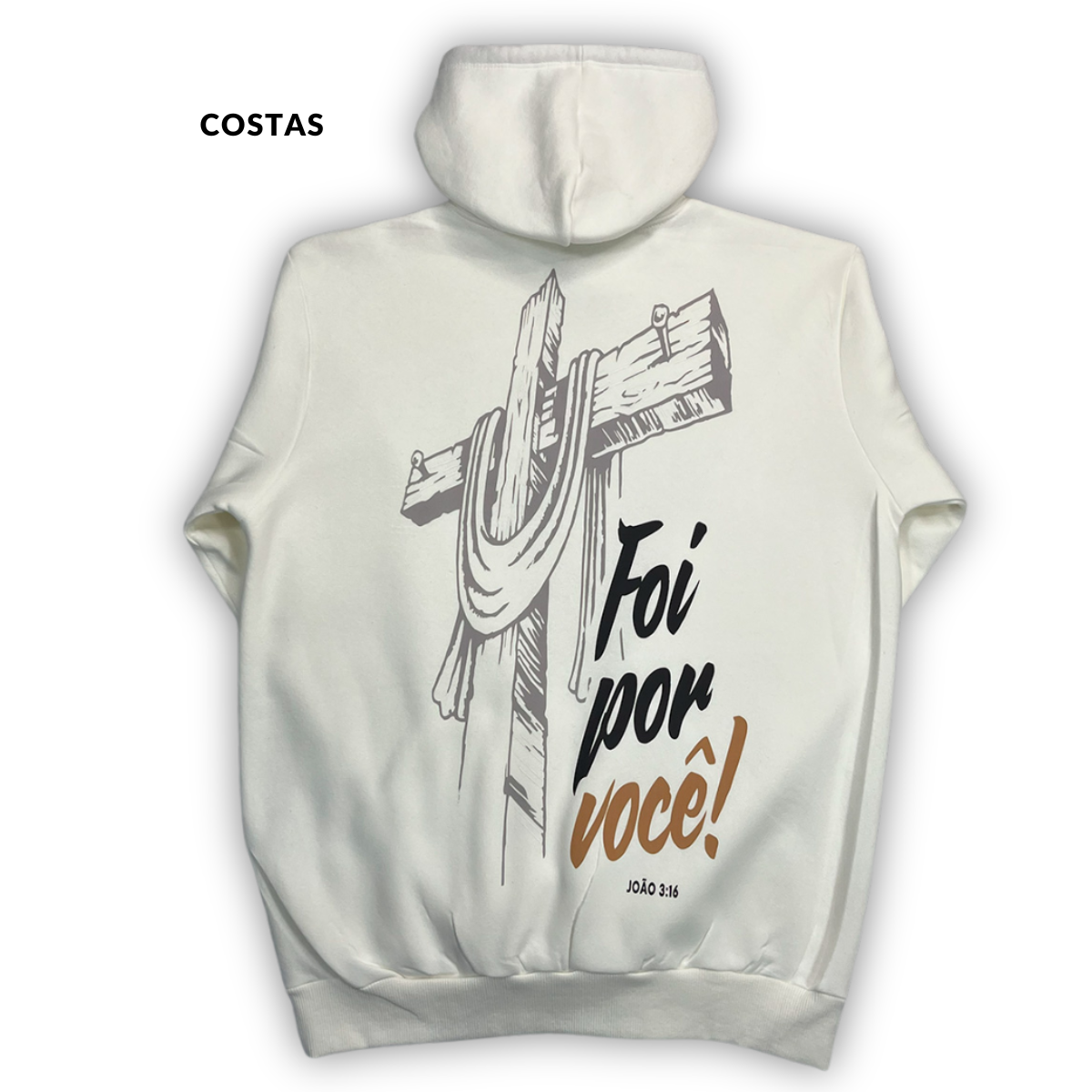 Moletom Canguru Com Capuz Off White Cruz Foi Por Você!
