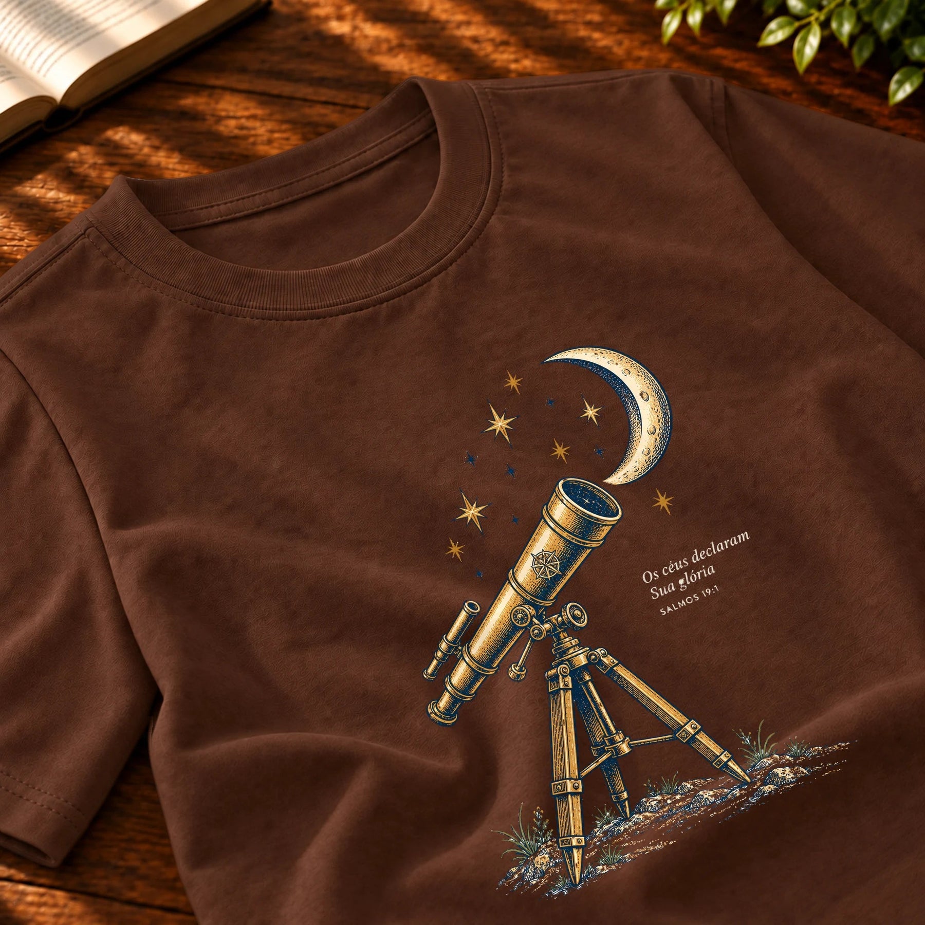 Camiseta Masculina Marrom Os céus declaram Sua glória