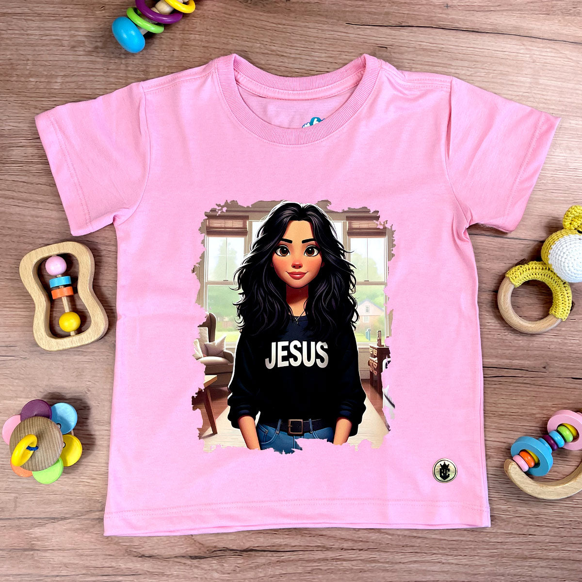 T-Shirt Infantil Rosa Garota Jesus